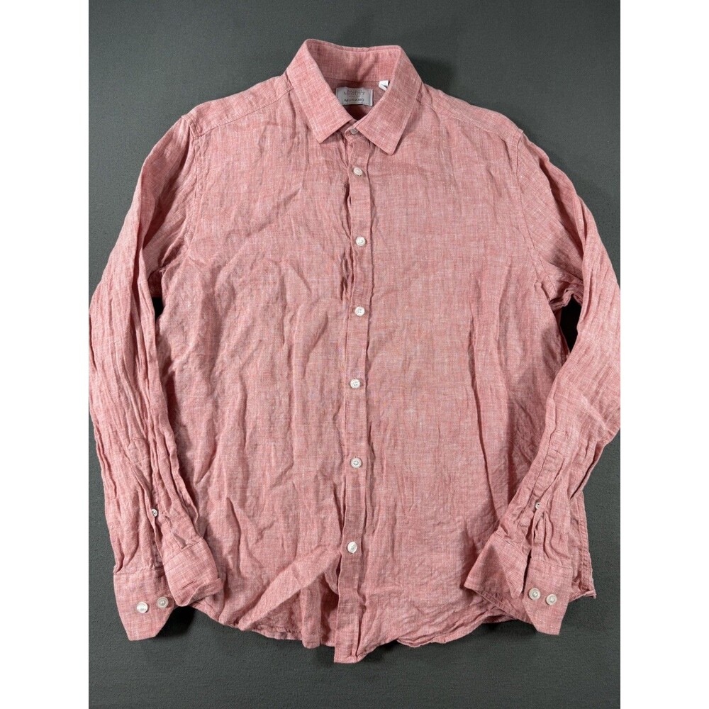 Murano Baird McNutt Shirt Mens Medium Red 100% Linen Button Front Casual
